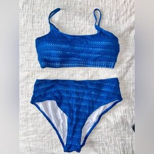 SHEIN Blue Textured Bikini Set